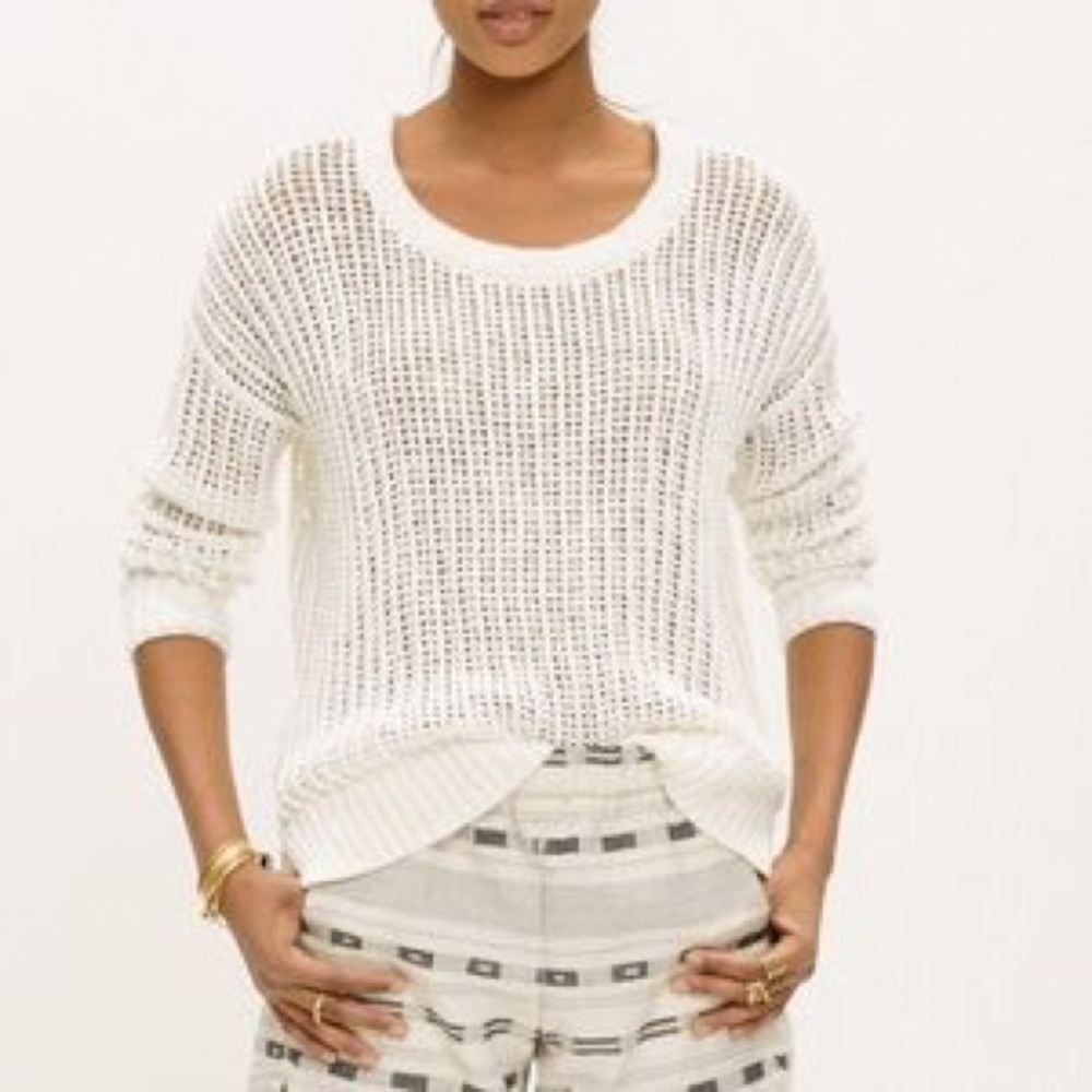 Madewell open weave knit white sweater